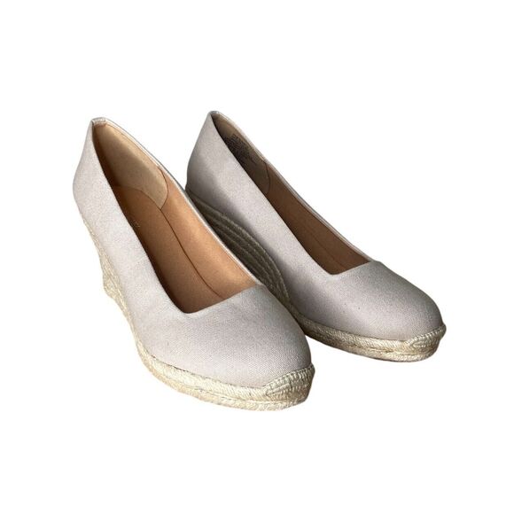 J. Crew Women’s Shoes Size 9.5 Cream Canvas Espadrille Wedges in Flax AL003 - Picture 8 of 11